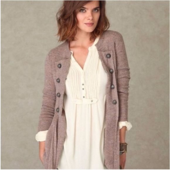 Free People Sweaters - Free People Women small Gray Wool Cardigan Sweater Military Long Pockets
